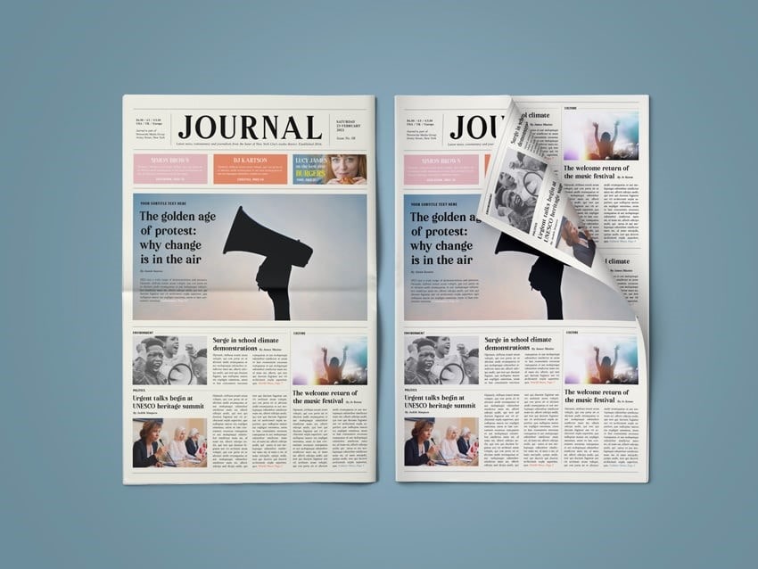 صفحه آرایی روزنامه با ایندیزاین در سایزهای مختلف